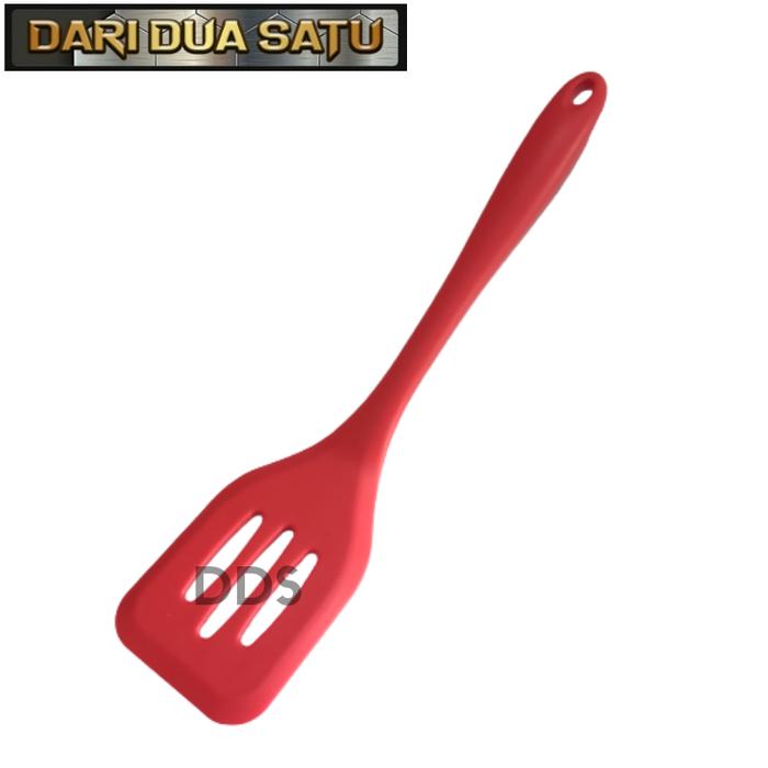 Gambar Turner Lubang Silicone Full Gagang Spatula Sodet Silikon Tahan Panas - Hijau dari DariDuaSatu undefined Tokopedia