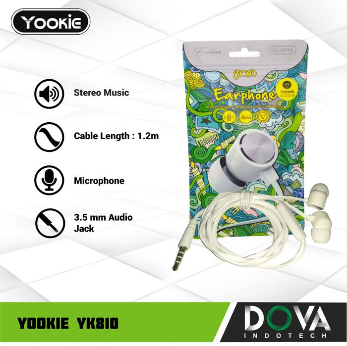 Gambar Yookie YK810 Stereo Earphone with mic - Putih dari Dova Indotech undefined Tokopedia