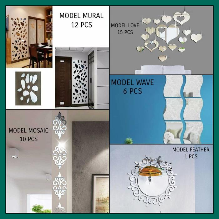 Gambar Stiker Dinding 3D Sticker Dekorasi Rumah Wall Mirror Wallpaper Acrylic - MODEL MURAL dari Glosy.Store undefined Tokopedia