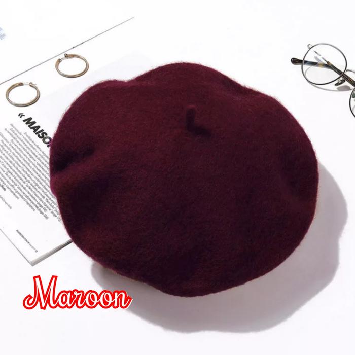 Gambar Topi baret wanita clasik widen sun hat - Maroon dari RABELLA COLLECTION undefined Tokopedia