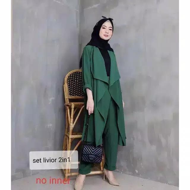 Gambar Set Livior 2 in 1 | setelan baju muslim remaja | alivia+celana BSeller - botol, All Size dari @Rose Store undefined Tokopedia