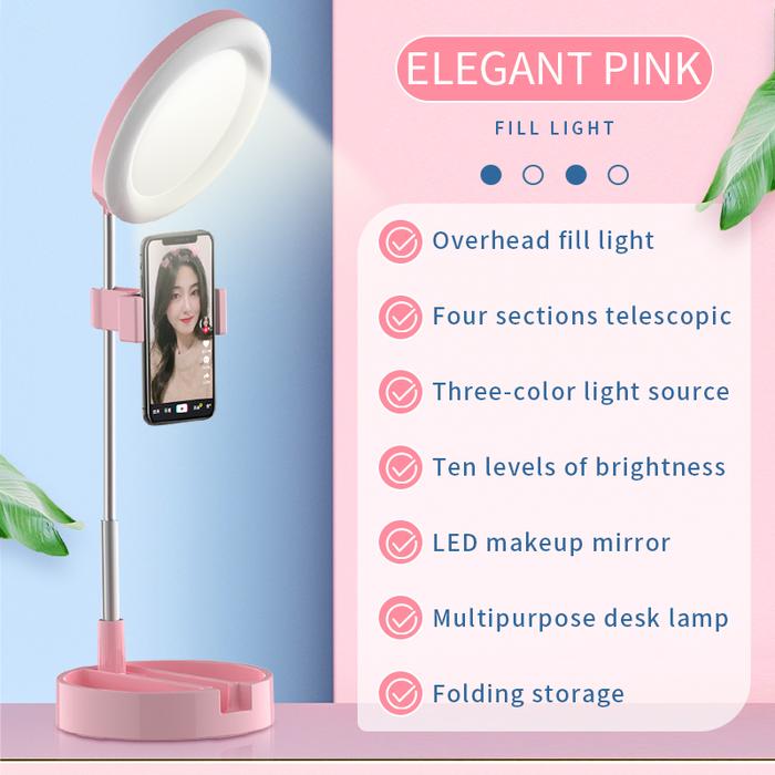 Gambar Smart Cermin Make Up Dengan Ring LED Lampu Meja Selfie Multipurpo - Merah Muda dari Sunfay_Store undefined Tokopedia