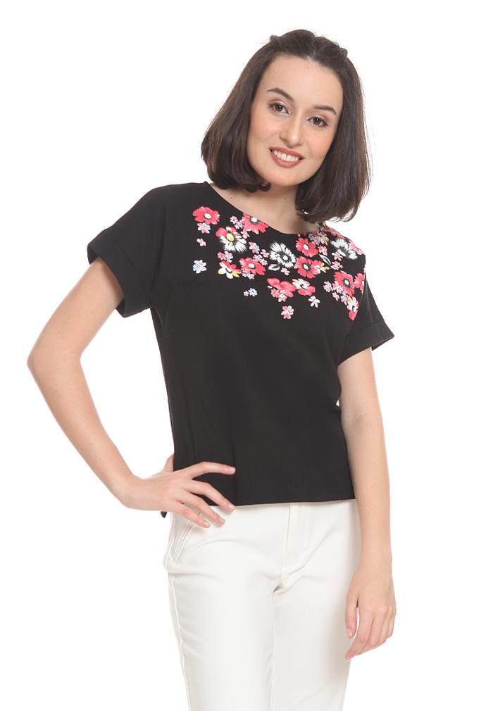 Gambar Minimal Floral Graphic Tee Jet Black - M dari Minimal undefined Tokopedia