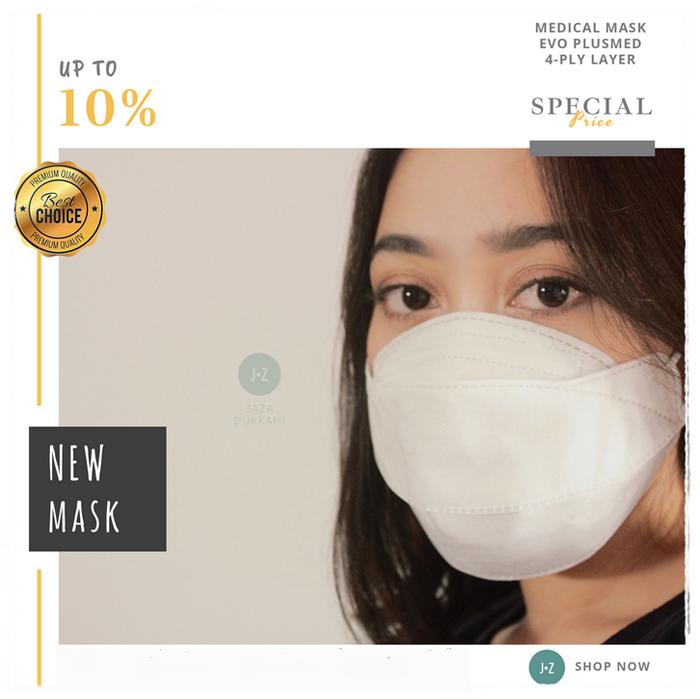 Gambar Evo Plusmed surgical Facemask Masker Karet Earloop (Bisa Eceran) - Putih dari Jaza Dukkani undefined Tokopedia