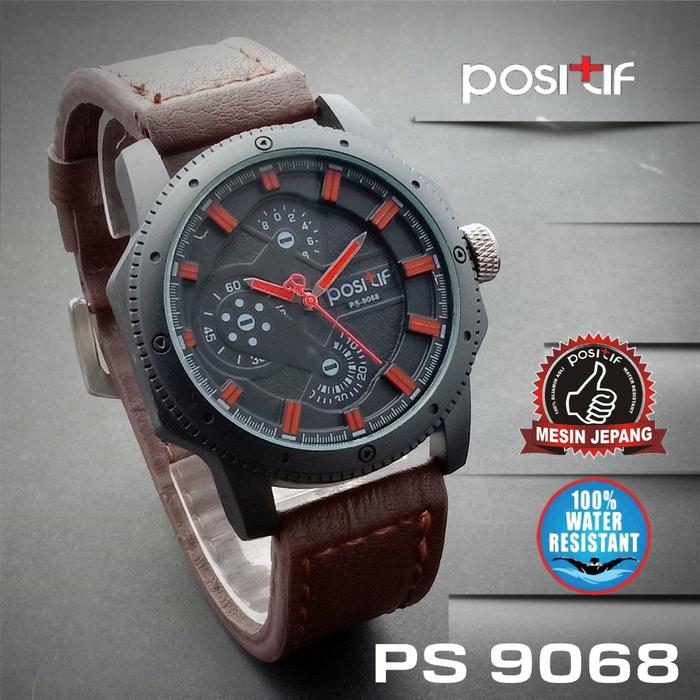 Gambar Positif 9068 Jam Tangan Pria Sporty Kulit Original 100% Anti Air - Coklat-merah dari kedai_jam_indonesia undefined Tokopedia