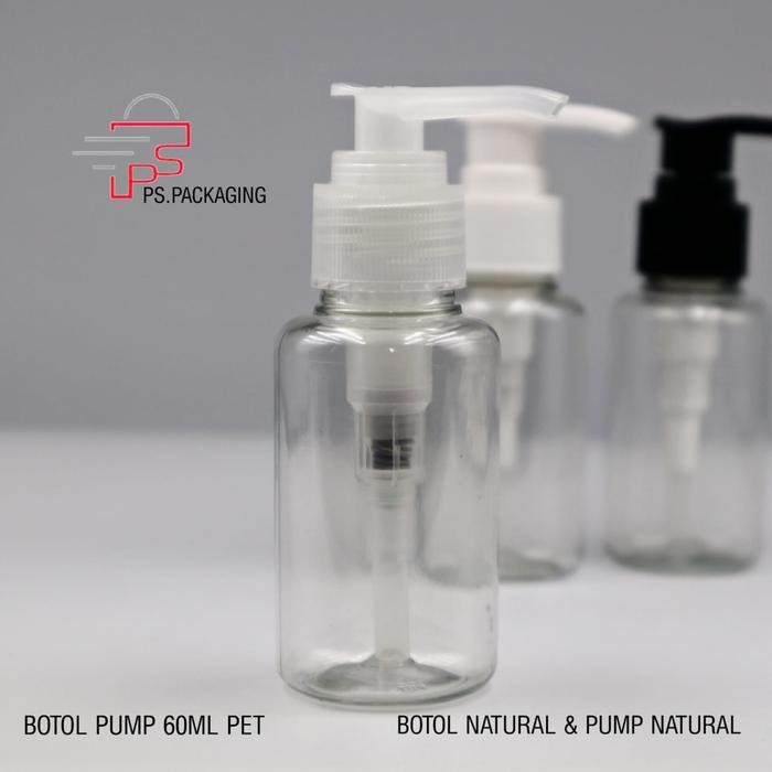 Gambar BOTOL LOTION PUMP 60ML / BOTOL PLASTIK PUMP 60ML - NATURAL dari Putra Sukapura Pack undefined Tokopedia