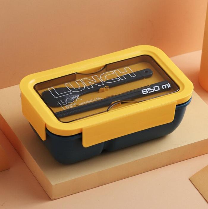 Gambar Kotak Makan 1 set / Lunch Box Portable 850 ML - Kuning dari Laundry Care undefined Tokopedia