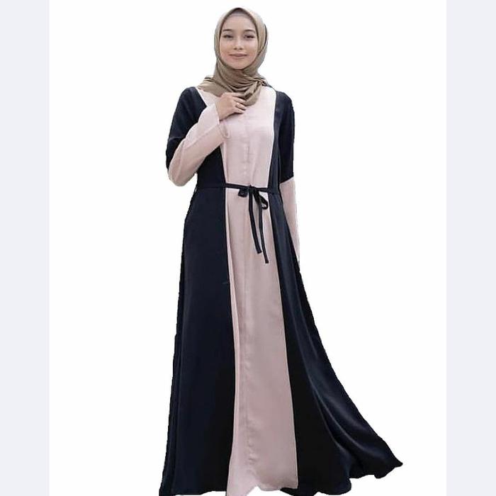 Gambar Baju Muslim Wanita Mellia Maxi Moscrepe - Hitam dari look180 undefined Tokopedia