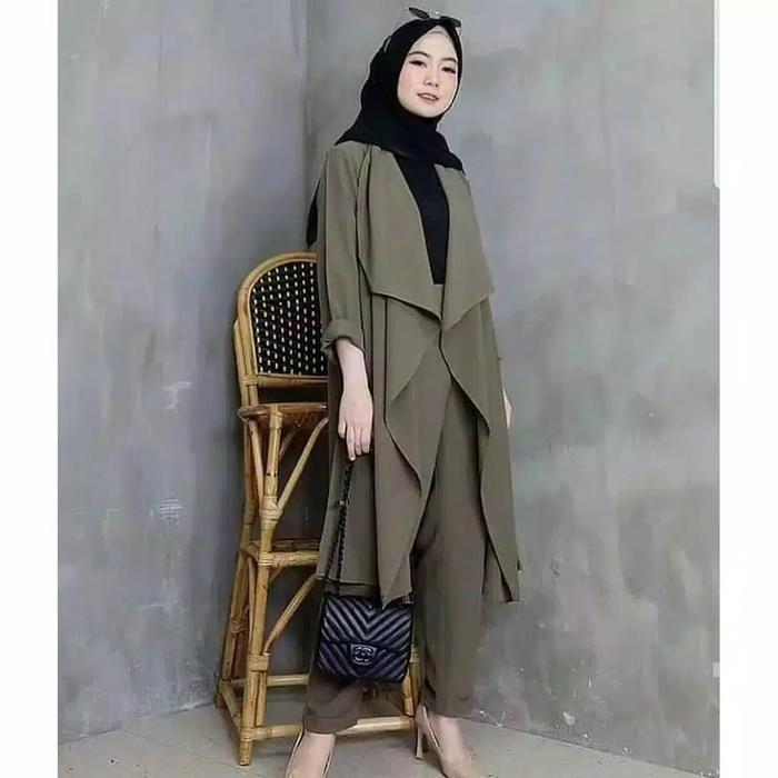Gambar Set Livior 2 in 1 | setelan baju muslim remaja | alivia+celana BSeller - army, All Size dari @Rose Store undefined Tokopedia