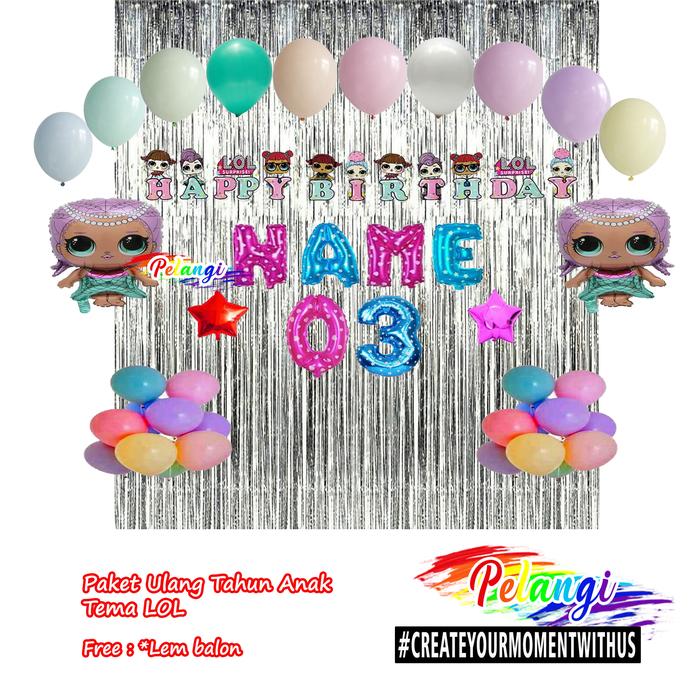 Gambar Paket dekorasi ulang tahun anak Tema LOL - Mermaid, Tirai Soft Pink dari Pelangi Party Karawang undefined Tokopedia