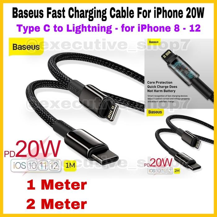 Baseus Fast Charging Cable for iPhone 20w Type C to Lightning Meter