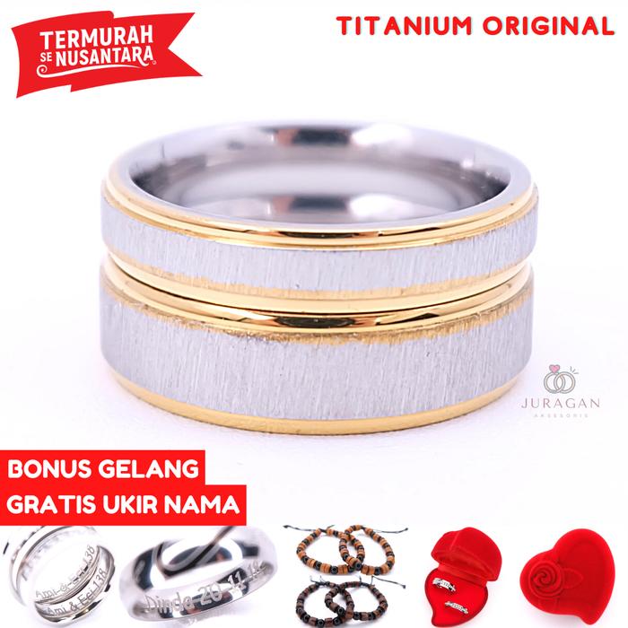 Gambar [UKIR NAMA + BOX HATI] Cincin Couple Titanium R95 (BONUS 2 GELANG) - Pria 7, Wanita 8 dari DoubleU Indonesia undefined Tokopedia