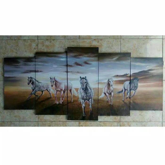 Gambar LUKISAN TANGAN MOTIF ALAM HIASAN DINDING MINIMALIS UKURAN BESAR - kuda dari Devata Store Official undefined Tokopedia