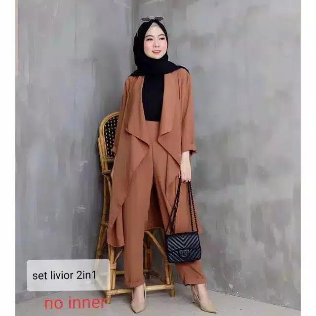 Gambar Set Livior 2 in 1 | setelan baju muslim remaja | alivia+celana BSeller - milo, All Size dari @Rose Store undefined Tokopedia