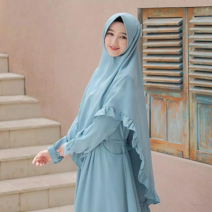 Gambar Elbina set syari S | setelan gamis bumil/busui - Biru, S dari @Rose Store undefined Tokopedia