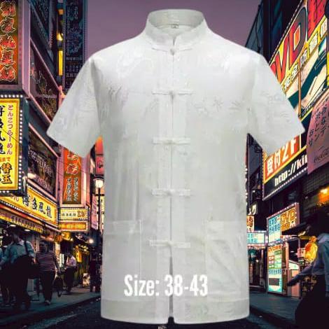 Gambar NEW YEAR SALE Cheongsam Pria Lengan Pendek Silky Import - Putih, S dari Toserba Online 99 undefined Tokopedia