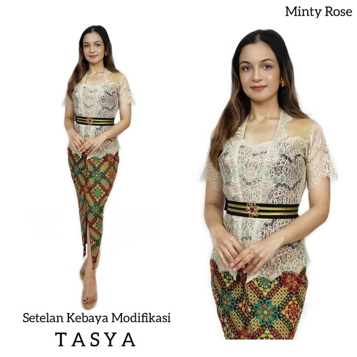 Gambar Kebaya modifikasi tile brokat rangrang kebaya bali modern - minty rose, M dari VIVA KEBAYA BALI 2 undefined Tokopedia