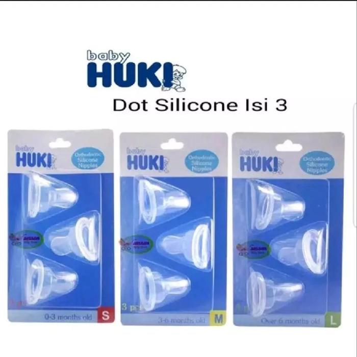 Gambar Huki Baby Orthodontic Silicone Nipples Isi 3 - Dot Bayi Pipih / Gepeng - S dari Mom to Baby undefined Tokopedia