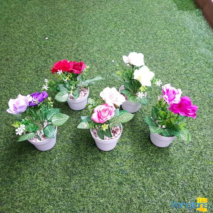 Gambar Tanaman Hias Bunga Plastik Mawar Mini Dekorasi Ruangan Rak Minimalis - Random dari Panglaris undefined Tokopedia