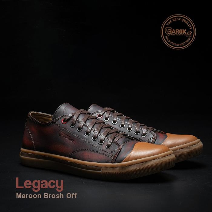 Gambar Sepatu Sneakers Vintage Pria Kulit Asli Barok.id Legacy Low Brosh Off - Maroon BroshOff, 46 dari barok-id undefined Tokopedia