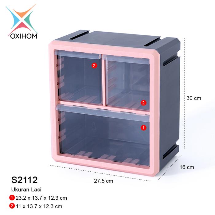 Gambar Oxihom Rak Gantung Tempat Kotak Penyimpanan Barang Storage Organizer Kotak Obat Mainan Dapur Kamar Mandi Plastik - S2112 Abu-abu dari Oxihom undefined Tokopedia