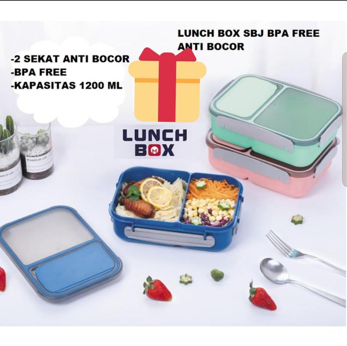 Gambar LUNCH BOX KOTAK MAKAN ANTI BOCOR 2 SEKAT BPA FREE 1200 ML - Peach dari DASFIDCIA OLSHOP undefined Tokopedia