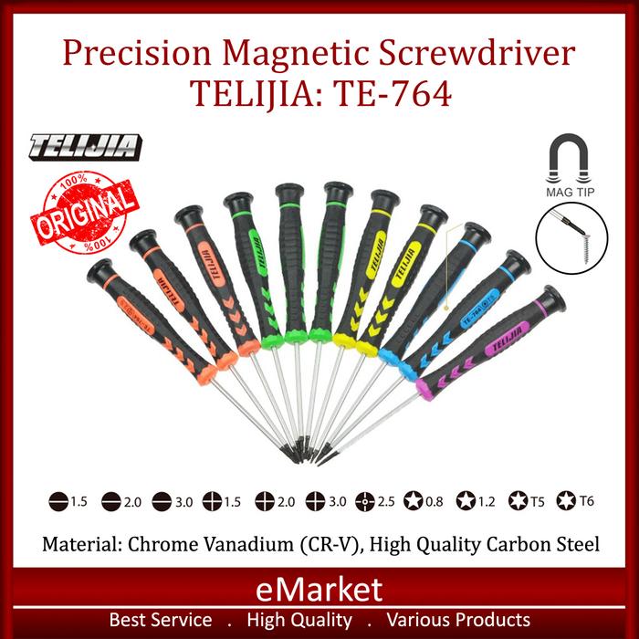 Gambar Obeng Satuan TELIJIA TE-764 ORIGINAL / Screwdriver HP Laptop Jam - plus 1.5 dari emarket id undefined Tokopedia