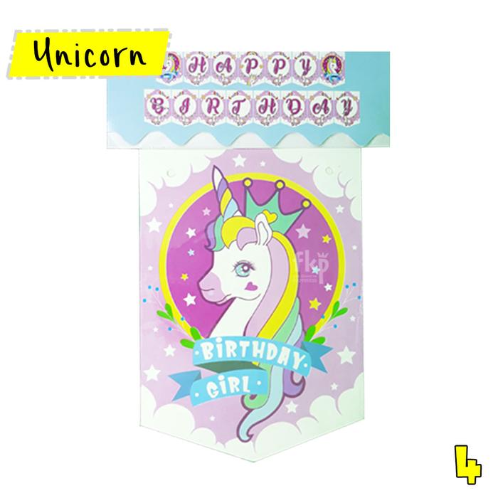 Gambar Banner Happy Birthday Kepala Unicorn / Banner HBD Unicorn Kuda Unik - Unicorn 4 dari FKP Store undefined Tokopedia
