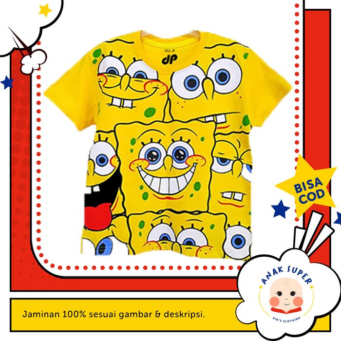 Gambar Baju/Kaos Anak Lengan Pendek Motif Spongebob Full print 1 - 10 Tahun - 1-2 Tahun dari Anak Super undefined Tokopedia