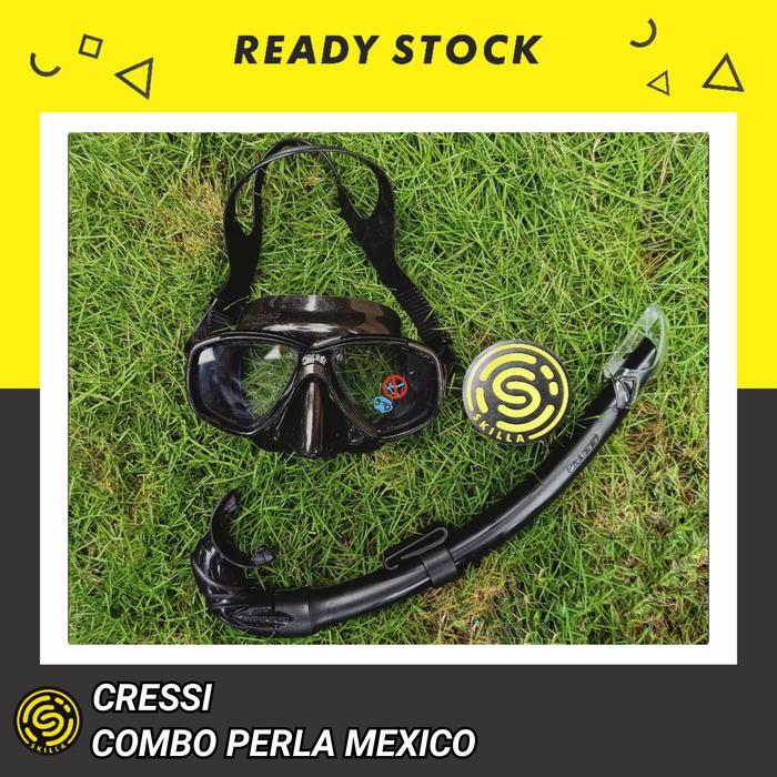 Gambar Combo Cressi Perla Freediving/Diving Mask + Cressi Mexico Snorkel - Black dari Skilla Gears undefined Tokopedia