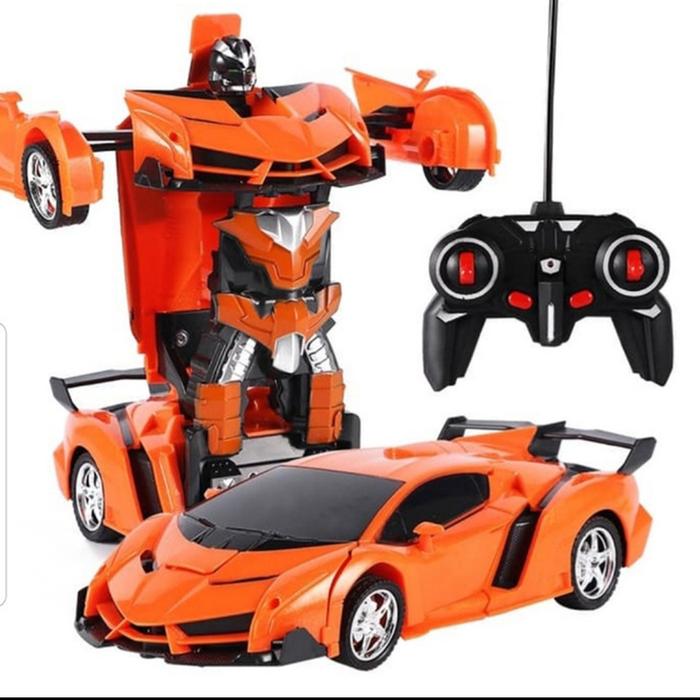 Gambar RC TRANSFORMER 1 : 18 / MOBIL REMOT JADI ROBOT BATERAI CAS - Orange dari A one Shop Tokped undefined Tokopedia