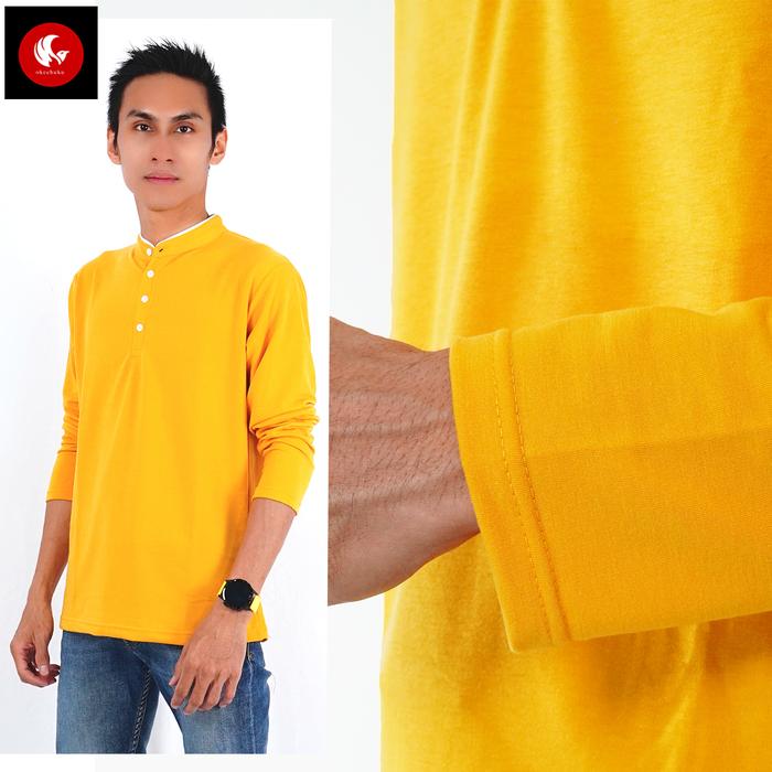 Gambar Okechuku VINCEN Kaos Polos Pria Kaos Pria Lengan Panjang T-Shirt Polos - Kuning, M to L dari Okechuku undefined Tokopedia
