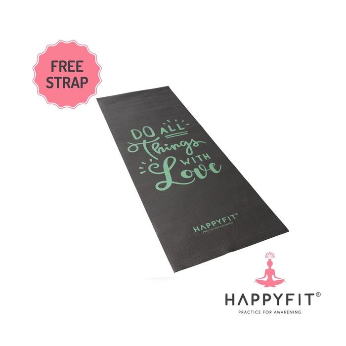 Gambar MATRAS YOGA YOGA MATT HAPPY FIT 4MM PVC ORIGINAL BONUS TALI STRAP - Abu happyfit dari Besar sport undefined Tokopedia