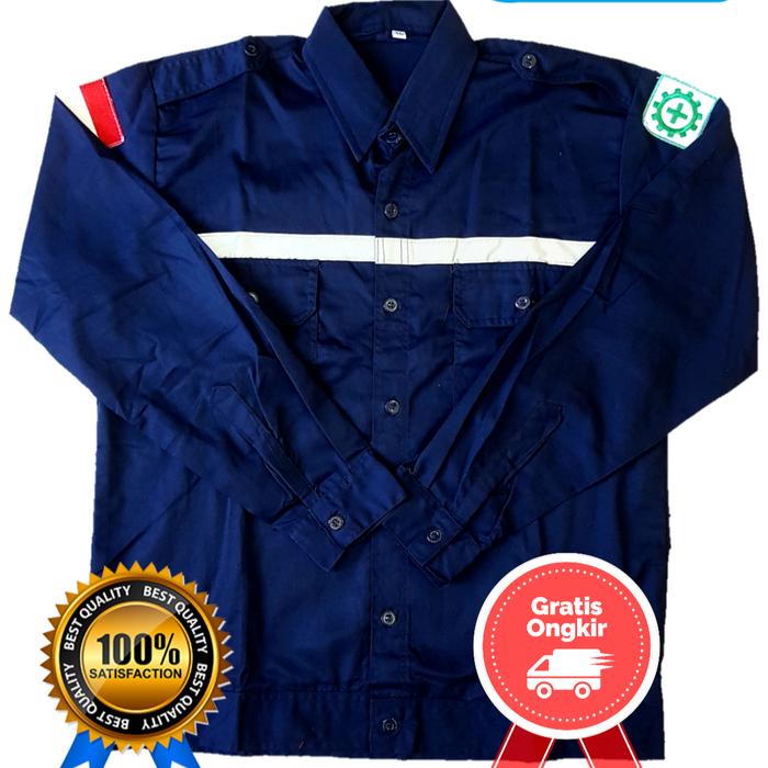 Gambar BAJU SAFETY / BAJU KERJA / WEARPACK KATELPAK / BAJU PROYEK / K3 - Dongker, XXXL dari Qibil Store undefined Tokopedia