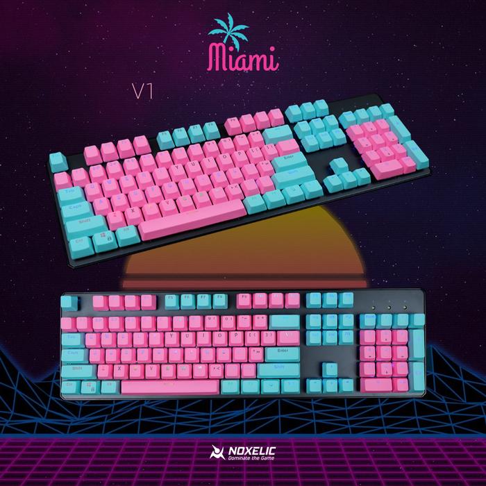 Gambar Noxelic Keycaps PBT Miami Retro - Double Shot Fullsize Keyset Custom - V1 dari Clover Gaming Indonesia undefined Tokopedia