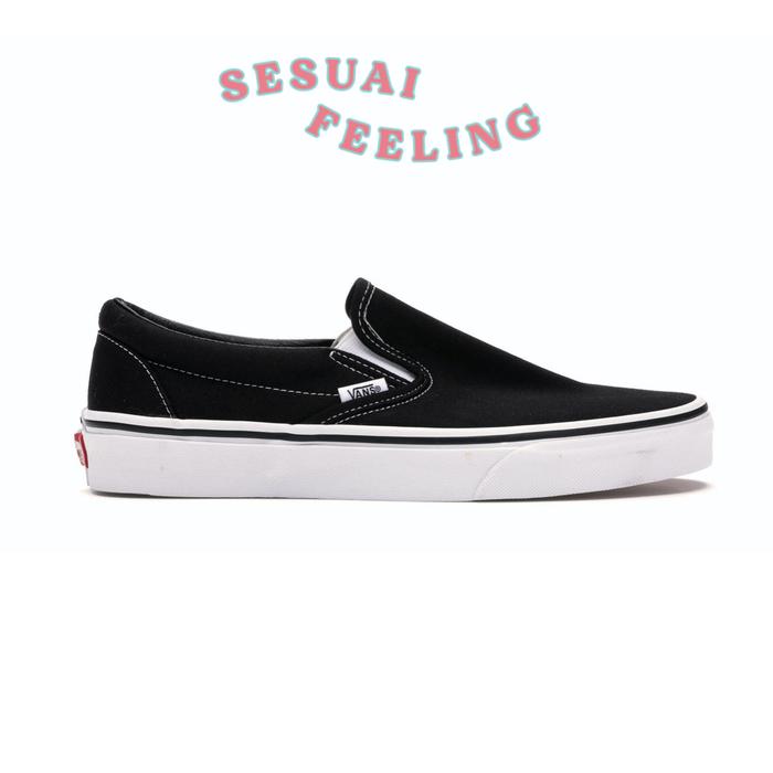 Gambar Vans Classic Slip On Black White Resmi Original dari Sesuai Feeling undefined Tokopedia