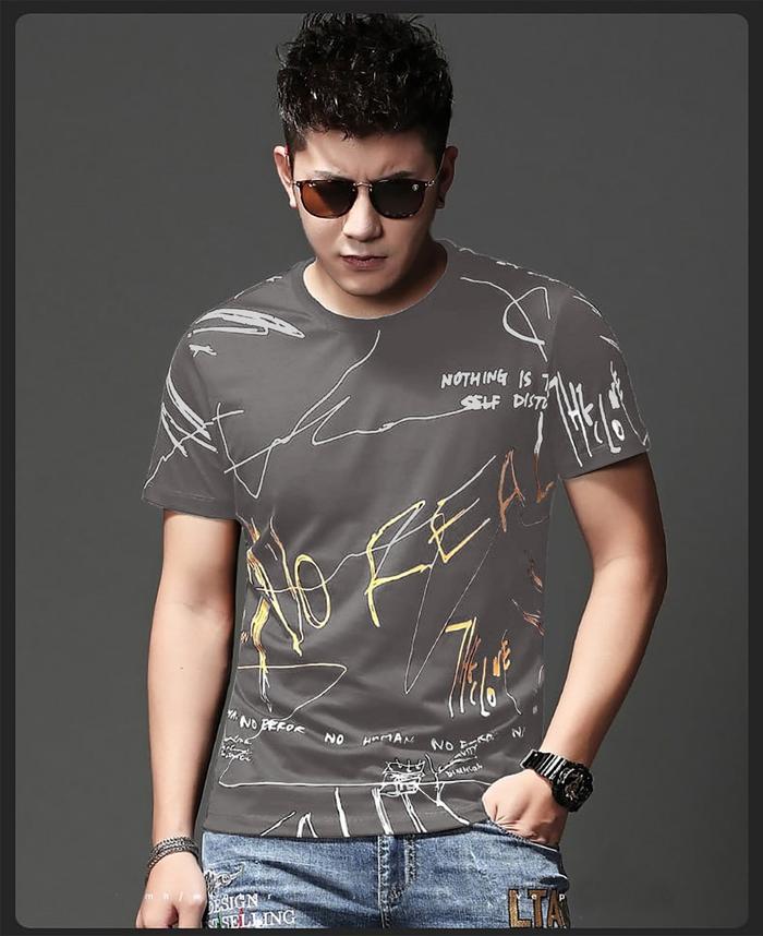 Gambar Kaos Oblong Pria Cowok Lengan Pendek Noreal Fashion Distro Kekinian - Abu-abu, XL dari queenlabell undefined Tokopedia