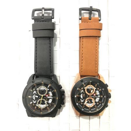 Gambar Jam Tangan Analog Pria Trendy 6605 Tali Kulit - Coklat Muda dari MerpatiPedia undefined Tokopedia