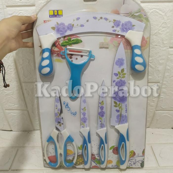 Gambar Pisau Cantik set isi 5 pcs - pisau kembang cantik - pisau dapur motif - Biru dari Kadoperabot undefined Tokopedia