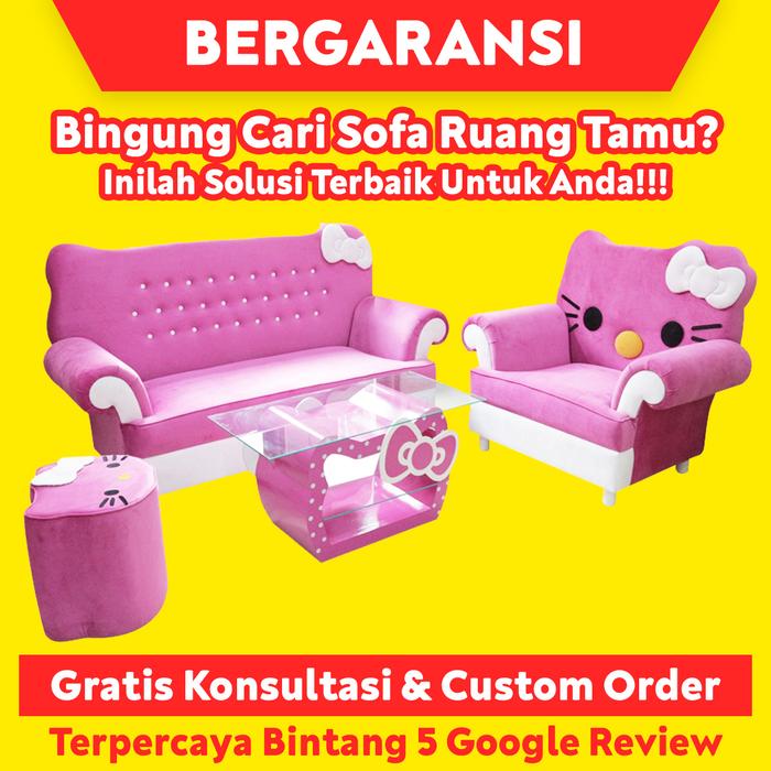 Gambar Sofa Tamu Karakter Hello Kitty Asli Furniture Jepara dari Jepara Art Furnicraft undefined Tokopedia