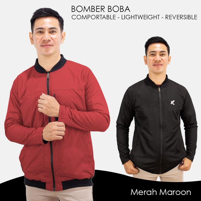 Gambar JAKET BOMBER BOLAK BALIK BOBA - COMPORTABLE - LIGHTWEIGHT - REVERSIBLE - Merah Maroon, S dari Rumah Komunitas undefined Tokopedia