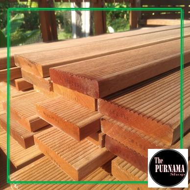 Gambar Decking Asli Kayu Bengkirai Batangan Panjang 50cm - 60cm lebar 9cm - 50cm dari Thepurnamashop undefined Tokopedia