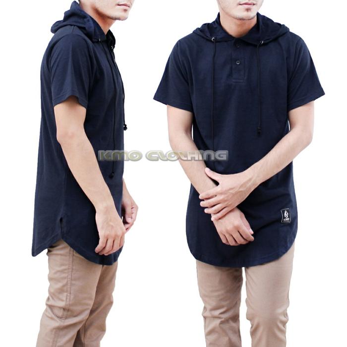 Gambar Kaos Kurta Hoodie Pria Original KMO Clothing Cotton - biru navy, M dari gerai pakaian bandung undefined Tokopedia