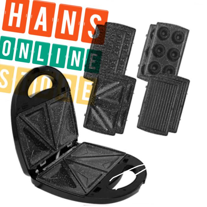 Jual IDEALIFE IL202 3in1 Sandwich Grill Waffle Maker Black Jakarta