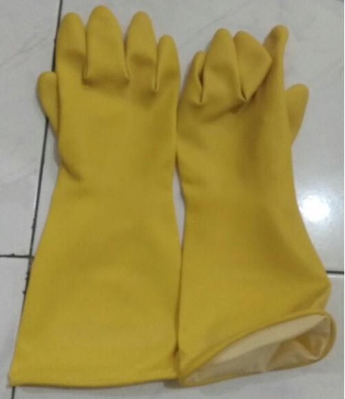 sarung tangan karet latex serbaguna kimia,rubber hand glove seagull Kuning