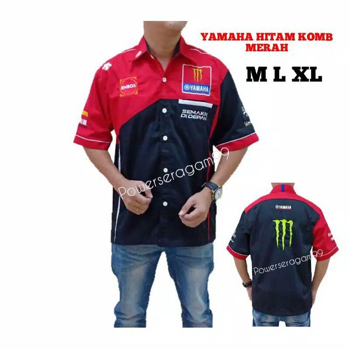 Gambar kemeja team Yamaha kemeja seragam kerja kemeja racing MotoGP sport - hitam kom merah, M dari INDO SERAGAM undefined Tokopedia