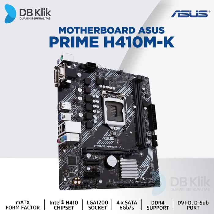 Motherboard ASUS H410M-K MATX LGA1200 DDR4 DVI-D D-Sub