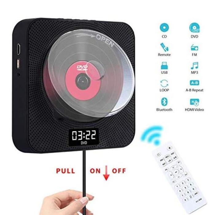 Gambar Portable Bluetooth DVD / CD Player, Wall-Mounted DVDs Player - Hitam dari gadget mate undefined Tokopedia