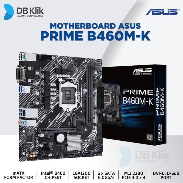 Motherboard ASUS Prime B460M-K MATX LGA1200 DDR4 DVI-D D-Sub