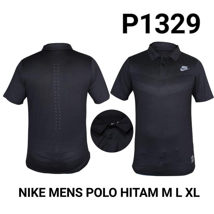 Kerah Just Do It Polo Kaos Polo Kerah Lari Golf Tenis NIKE Black